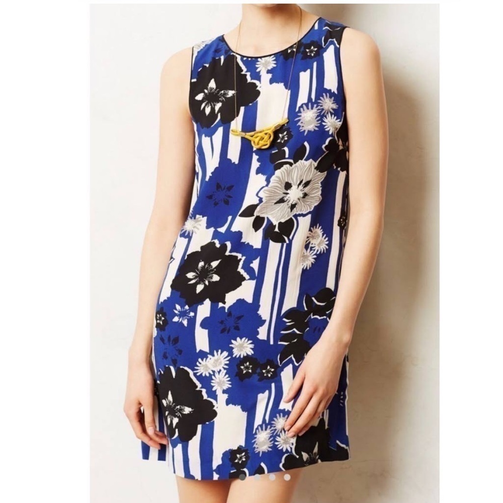 Anthropologie Maeve Silk Canna Shift Dress‎